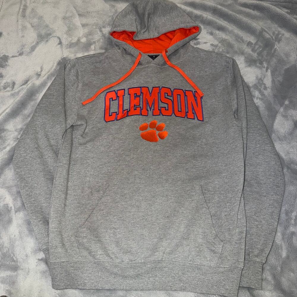 Clemson Tigers Gray Orange Hoodie Men’s M Colosseum Pullover Sweatshirt